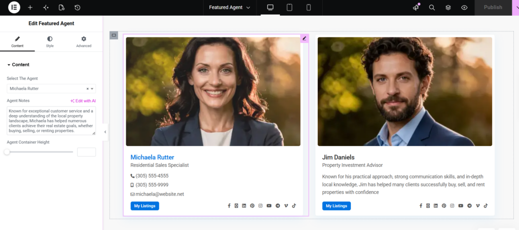 Featured Agent Widget - WP Residence Help
